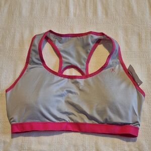 Danskin Now women's 2XL silver with pink trim and elastic padded bra NWT